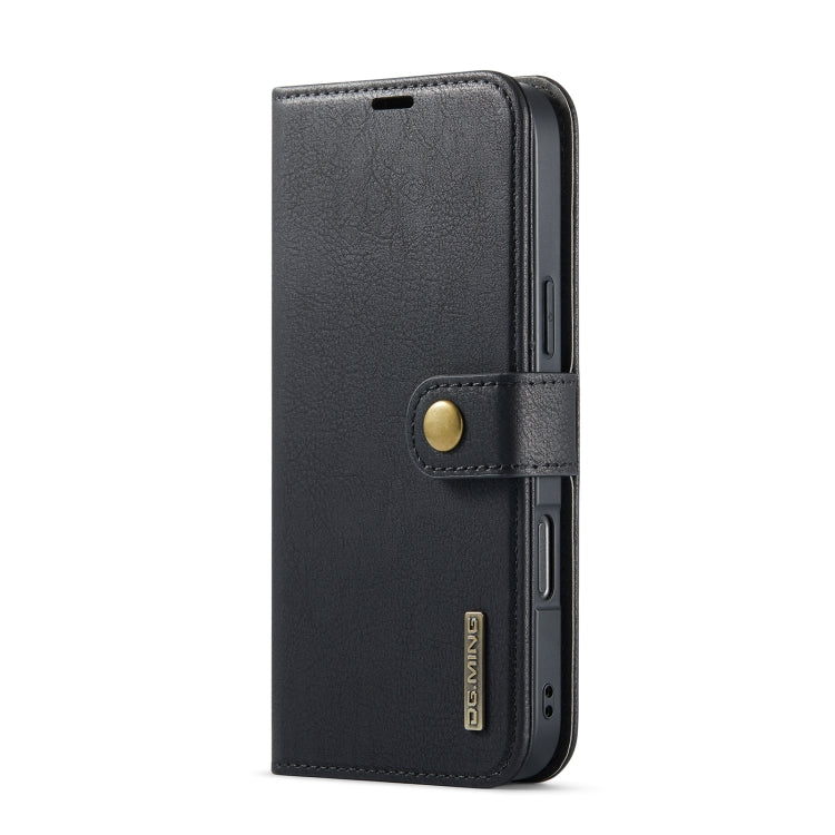 For iPhone 16 Pro DG.MING Crazy Horse Texture Detachable Magnetic Leather Phone Case(Black)