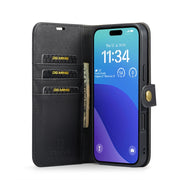 For iPhone 16 Pro DG.MING Crazy Horse Texture Detachable Magnetic Leather Phone Case(Black)