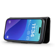 For iPhone 16 Pro DG.MING Crazy Horse Texture Detachable Magnetic Leather Phone Case(Black)