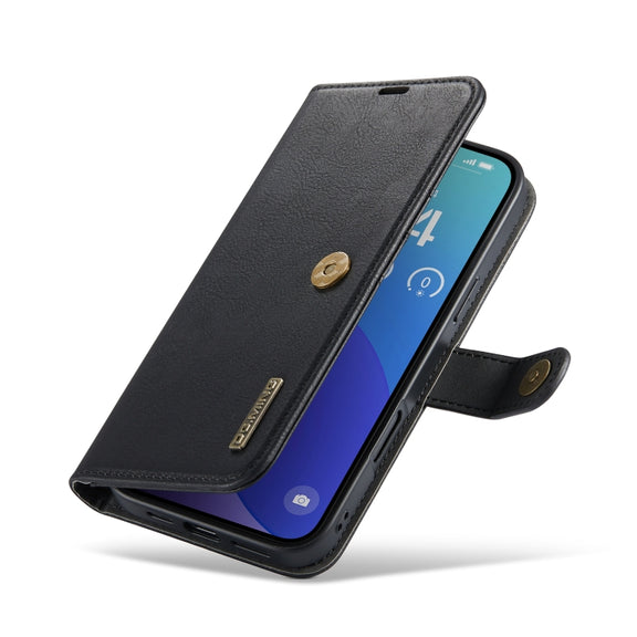 For iPhone 16 Pro DG.MING Crazy Horse Texture Detachable Magnetic Leather Phone Case(Black)