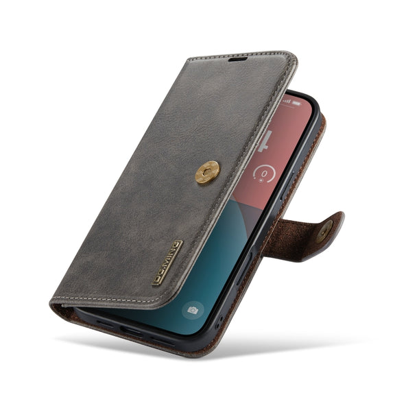 For iPhone 16 Plus DG.MING Crazy Horse Texture Detachable Magnetic Leather Phone Case(Grey)