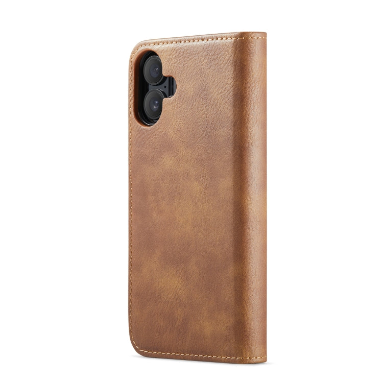 For iPhone 16 Plus DG.MING Crazy Horse Texture Detachable Magnetic Leather Phone Case(Brown)