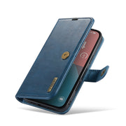 For iPhone 16 Plus DG.MING Crazy Horse Texture Detachable Magnetic Leather Phone Case(Blue)