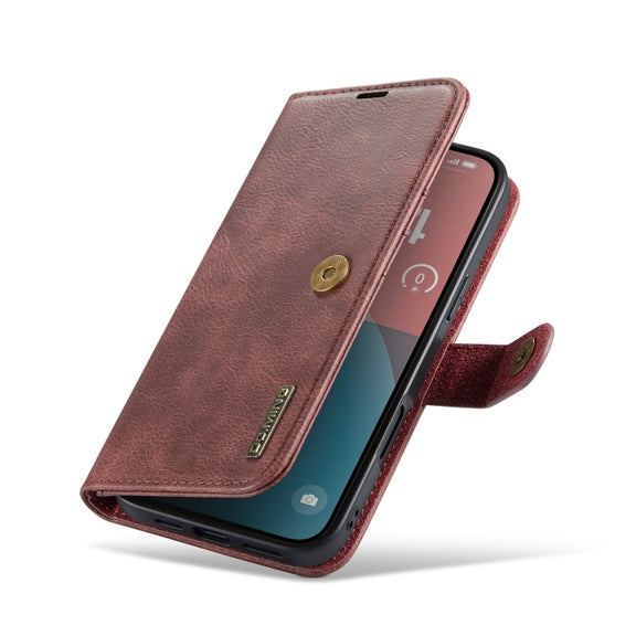 For iPhone 16 DG.MING Crazy Horse Texture Detachable Magnetic Leather Phone Case(Red)