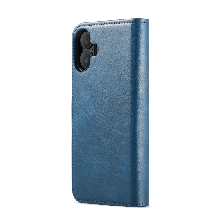 For iPhone 16 DG.MING Crazy Horse Texture Detachable Magnetic Leather Phone Case(Blue)