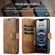 For iPhone 16e DG.MING Crazy Horse Texture Detachable Magnetic Leather Phone Case(Brown)