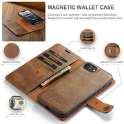 For iPhone 16e DG.MING Crazy Horse Texture Detachable Magnetic Leather Phone Case(Brown)
