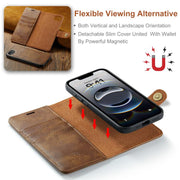 For iPhone 16e DG.MING Crazy Horse Texture Detachable Magnetic Leather Phone Case(Brown)