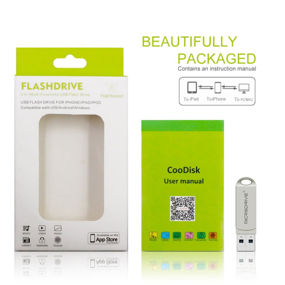 MicroDrive 2 In 1  8 Pin + USB 2.0 Portable Metal USB Flash Disk, Capacity:64GB(Silver)
