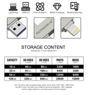 MicroDrive 2 In 1  8 Pin + USB 2.0 Portable Metal USB Flash Disk, Capacity:64GB(Silver)