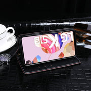 For LG K51S idewei Crocodile Texture Horizontal Flip Leather Case with Holder & Card Slots & Wallet(Dark Blue)