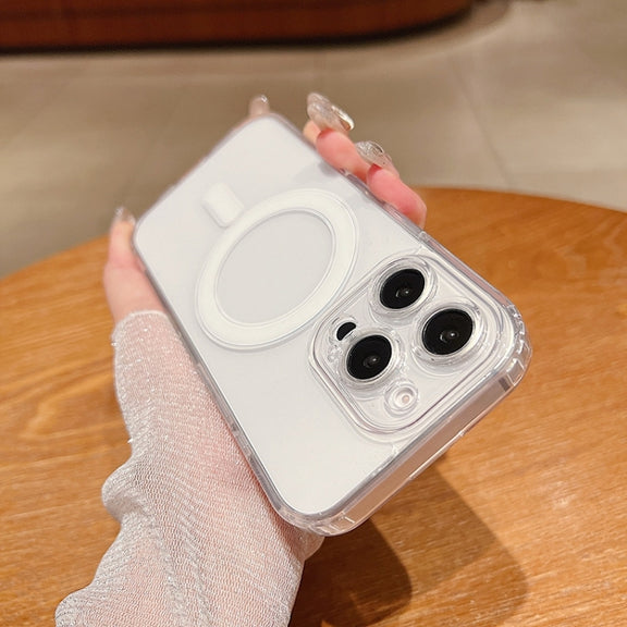 For iPhone 16 Pro Fine Hole MagSafe Magnetic Clear Acrylic TPU Case(Transparent)