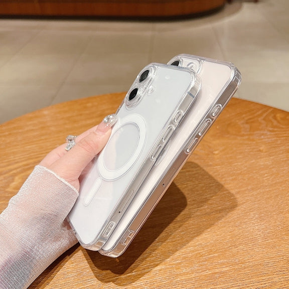 For iPhone 16 Pro Fine Hole MagSafe Magnetic Clear Acrylic TPU Case(Transparent)