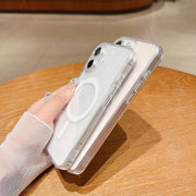 For iPhone 16 Fine Hole MagSafe Magnetic Clear Acrylic TPU Case(Transparent)