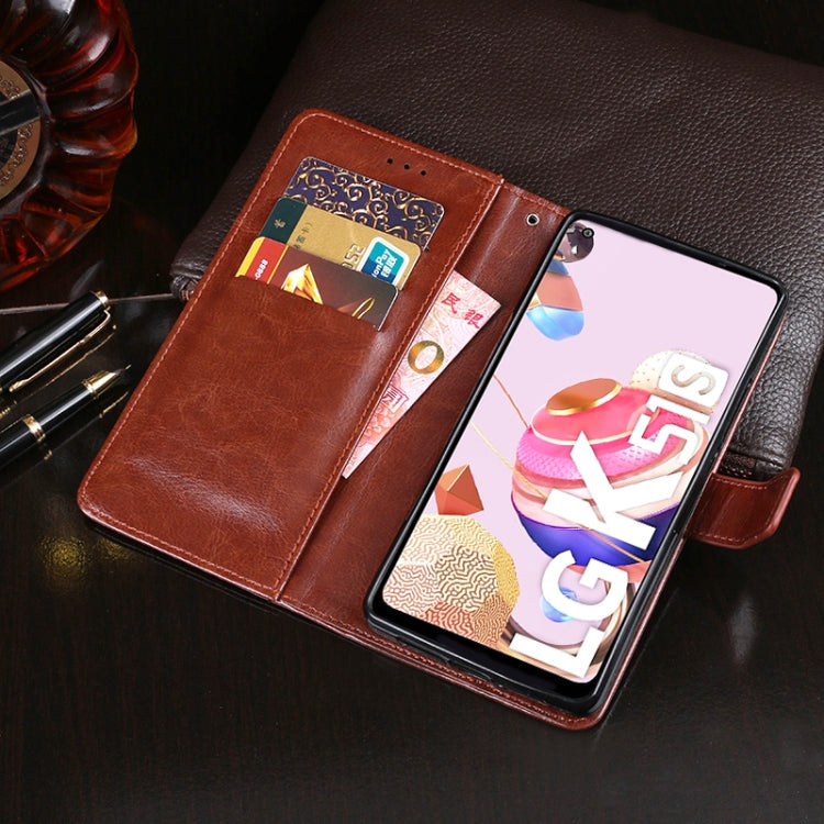 For LG K51S idewei Crazy Horse Texture Horizontal Flip Leather Case with Holder & Card Slots & Wallet(Black)