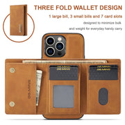 For iPhone 15 Pro Max DG.MING M1 Series 3-Fold Multi Card Wallet Leather Phone Case(Brown)