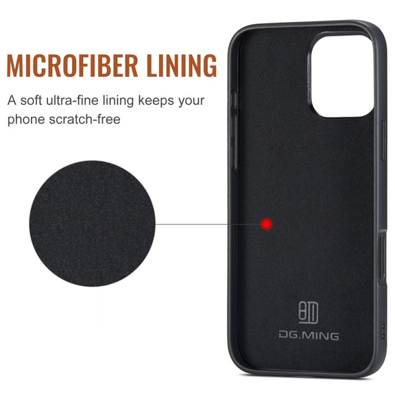 For iPhone 16 Pro Max DG.MING M1 Series 3-Fold Multi Card Wallet Leather Phone Case(Black)