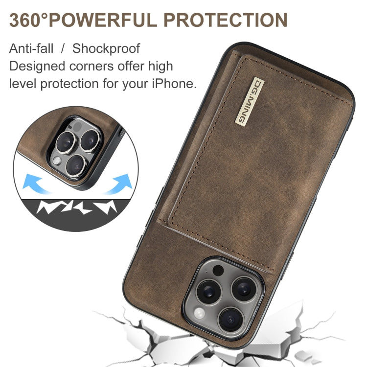 For iPhone 16 Pro Max DG.MING M1 Series 3-Fold Multi Card Wallet Leather Phone Case(Coffee)