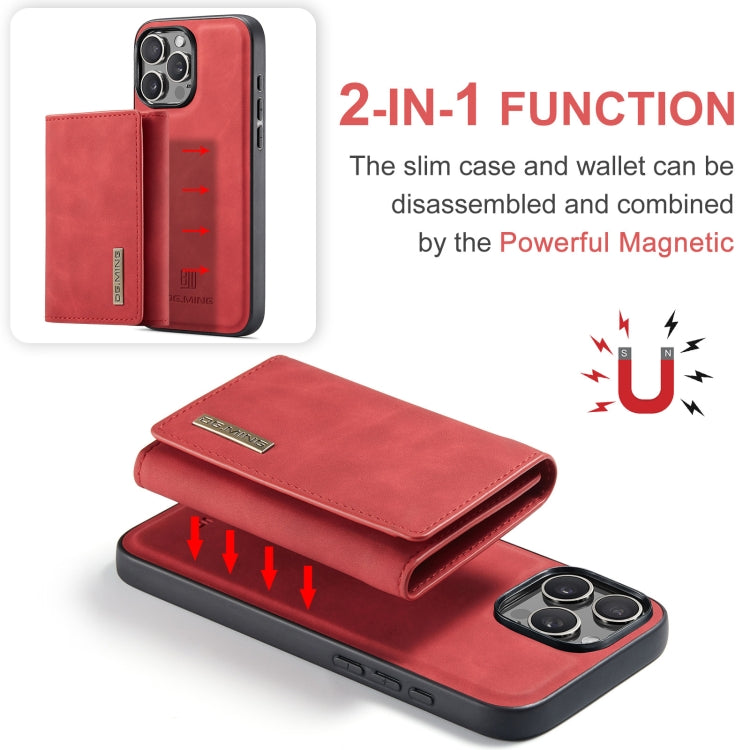For iPhone 16 Pro Max DG.MING M1 Series 3-Fold Multi Card Wallet Leather Phone Case(Red)