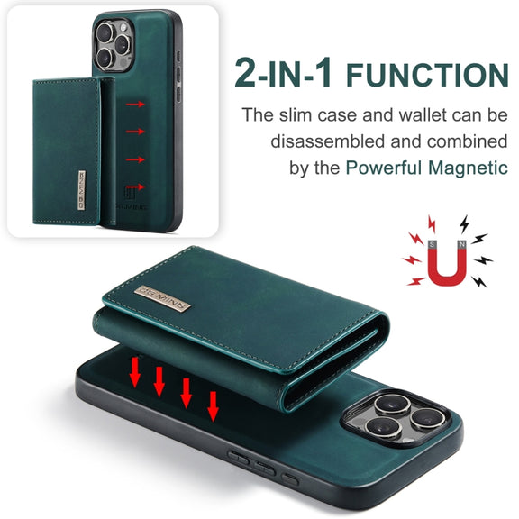 For iPhone 16 Pro Max DG.MING M1 Series 3-Fold Multi Card Wallet Leather Phone Case(Green)
