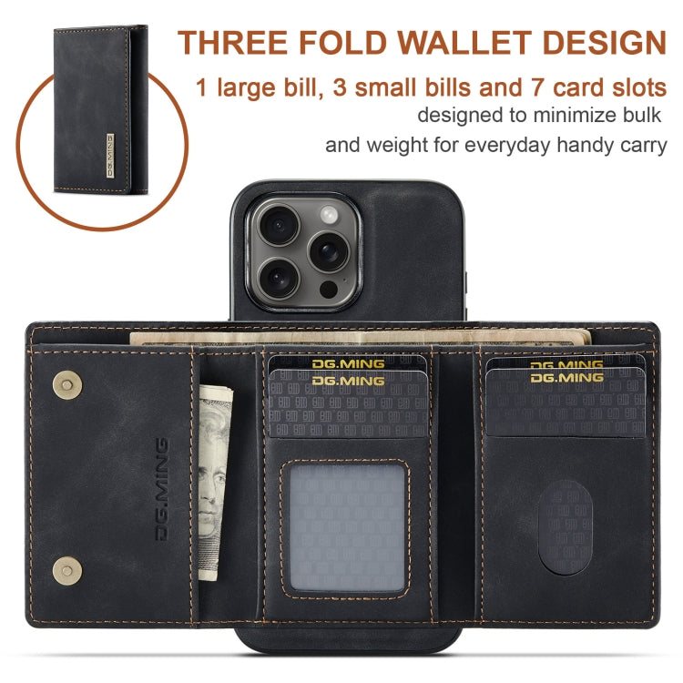 For iPhone 16 Pro DG.MING M1 Series 3-Fold Multi Card Wallet Leather Phone Case(Black) - free shipping - PMC Jewellery - Order now!