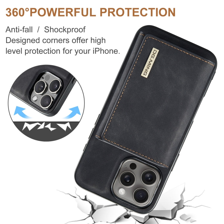 For iPhone 16 Pro DG.MING M1 Series 3-Fold Multi Card Wallet Leather Phone Case(Black)