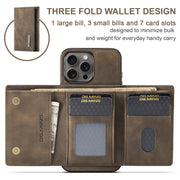 For iPhone 16 Pro DG.MING M1 Series 3-Fold Multi Card Wallet Leather Phone Case(Coffee)