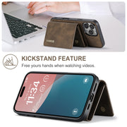 For iPhone 16 Pro DG.MING M1 Series 3-Fold Multi Card Wallet Leather Phone Case(Coffee)