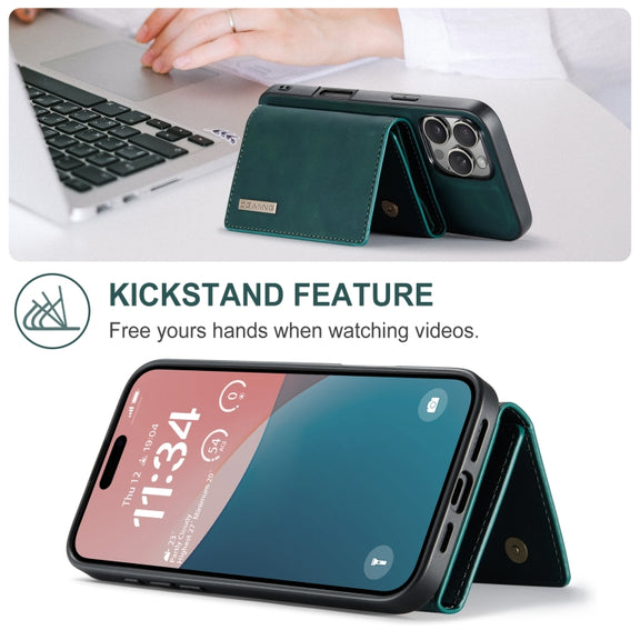 For iPhone 16 Pro DG.MING M1 Series 3-Fold Multi Card Wallet Leather Phone Case(Green)