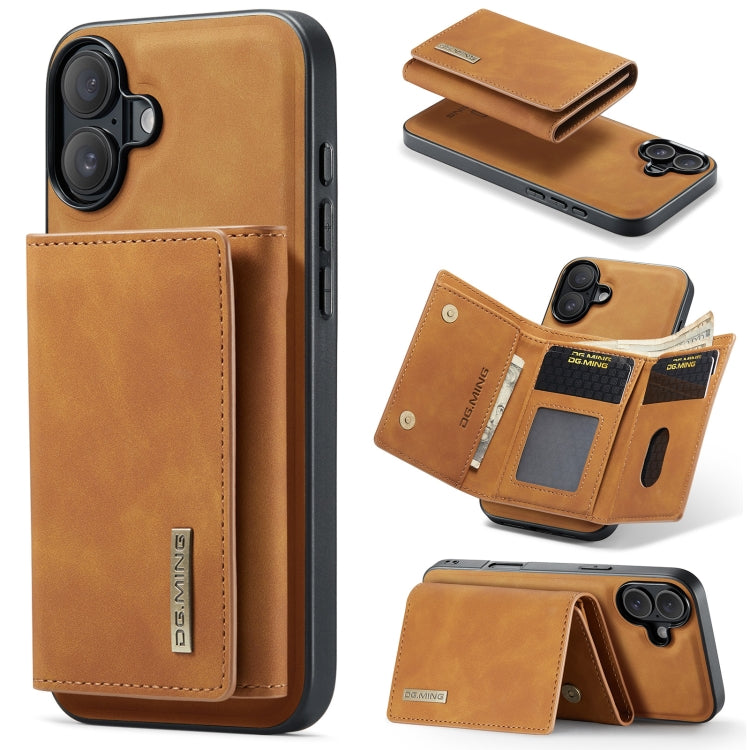 For iPhone 16 Plus DG.MING M1 Series 3-Fold Multi Card Wallet Leather Phone Case(Brown) - free shipping - PMC Jewellery - Order now!