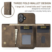 For iPhone 16 Plus DG.MING M1 Series 3-Fold Multi Card Wallet Leather Phone Case(Coffee)