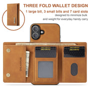 For iPhone 16 DG.MING M1 Series 3-Fold Multi Card Wallet Leather Phone Case(Brown)