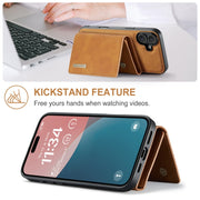 For iPhone 16 DG.MING M1 Series 3-Fold Multi Card Wallet Leather Phone Case(Brown)