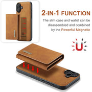 For iPhone 16 DG.MING M1 Series 3-Fold Multi Card Wallet Leather Phone Case(Brown)