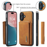 For iPhone 16 DG.MING M1 Series 3-Fold Multi Card Wallet Leather Phone Case(Brown)