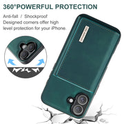 For iPhone 16 DG.MING M1 Series 3-Fold Multi Card Wallet Leather Phone Case(Green)