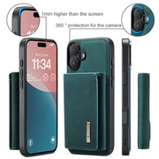 For iPhone 16 DG.MING M1 Series 3-Fold Multi Card Wallet Leather Phone Case(Green)