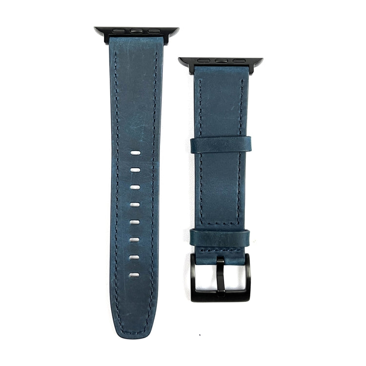 For Apple Watch Ultra 49mm Retro Texture Leather Watch Band(Blue) - Watch Bands by PMC TechLife | Online Shopping South Africa | PMC TechLife | Buy Now Pay Later Mobicred