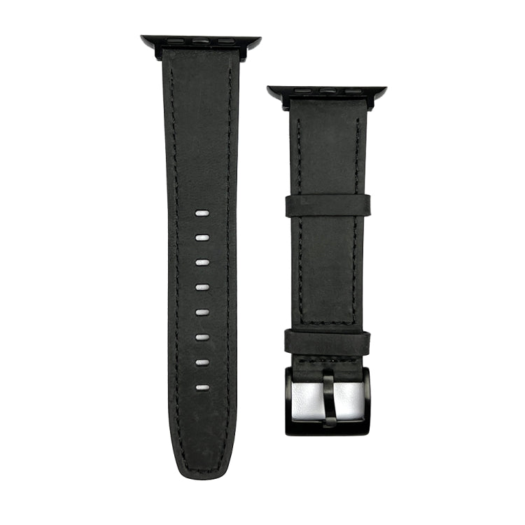 For Apple Watch Ultra 2 49mm Retro Texture Leather Watch Band(Black) - Watch Bands by PMC TechLife | Online Shopping South Africa | PMC TechLife | Buy Now Pay Later Mobicred