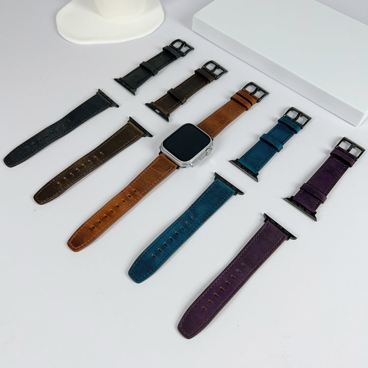 For Apple Watch Ultra 2 49mm Retro Texture Leather Watch Band(Black) - Watch Bands by PMC TechLife | Online Shopping South Africa | PMC TechLife | Buy Now Pay Later Mobicred
