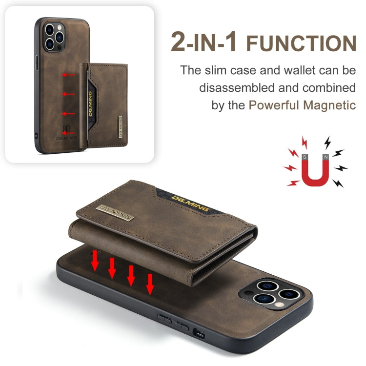 For iPhone 15 Pro DG.MING M2 Series 3-Fold Card Bag Wallet Leather Phone Case(Coffee) - iPhone 15 Pro Cases by DG.MING | Online Shopping South Africa | PMC TechLife | Buy Now Pay Later Mobicred