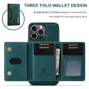For iPhone 15 Pro DG.MING M2 Series 3-Fold Card Bag Wallet Leather Phone Case(Green)