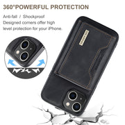 For iPhone 15 Plus DG.MING M2 Series 3-Fold Card Bag Wallet Leather Phone Case(Black)