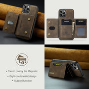 For iPhone 15 Pro Max DG.MING M2 Series 3-Fold Card Bag Wallet Leather Phone Case(Coffee)