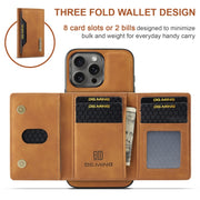 For iPhone 16 Pro Max DG.MING M2 Series 3-Fold Card Bag Wallet Leather Phone Case(Brown)