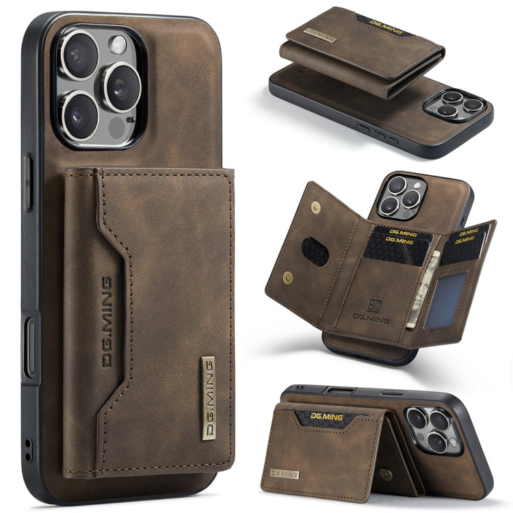 For iPhone 16 Pro Max DG.MING M2 Series 3-Fold Card Bag Wallet Leather Phone Case(Coffee) - free shipping - PMC Jewellery - Order now!