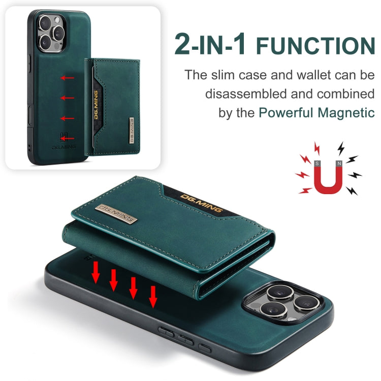 For iPhone 16 Pro Max DG.MING M2 Series 3-Fold Card Bag Wallet Leather Phone Case(Green)