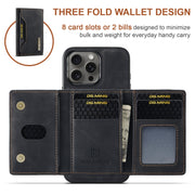 For iPhone 16 Pro DG.MING M2 Series 3-Fold Card Bag Wallet Leather Phone Case(Black)