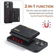 For iPhone 16 Pro DG.MING M2 Series 3-Fold Card Bag Wallet Leather Phone Case(Black)