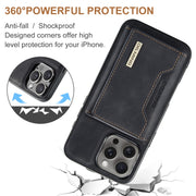 For iPhone 16 Pro DG.MING M2 Series 3-Fold Card Bag Wallet Leather Phone Case(Black)